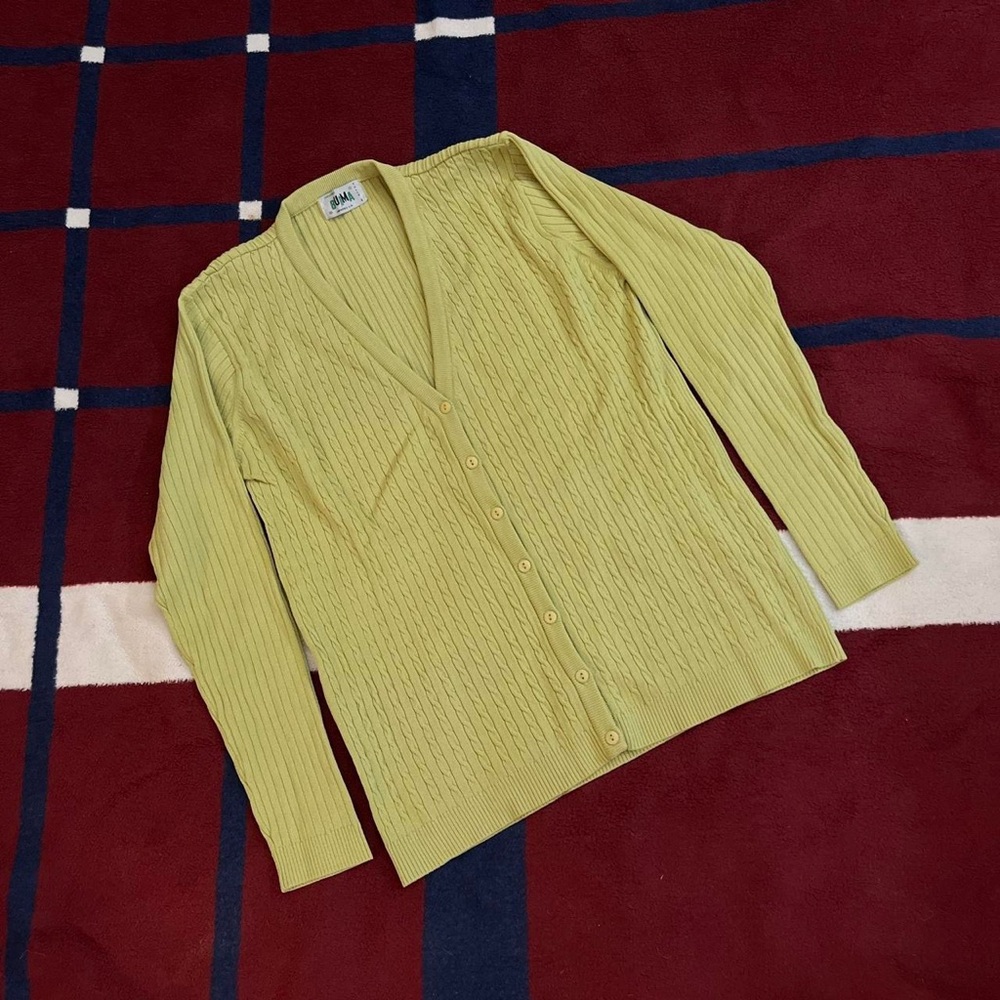 Vintage Burma lime green button down cardigan sweater talle 4
